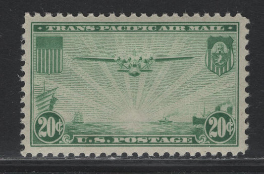 Lot 216 United States SC#C21 20c Green, 1937 Transpacific Issue, A XFOG Single, Nearly Perfect Centering