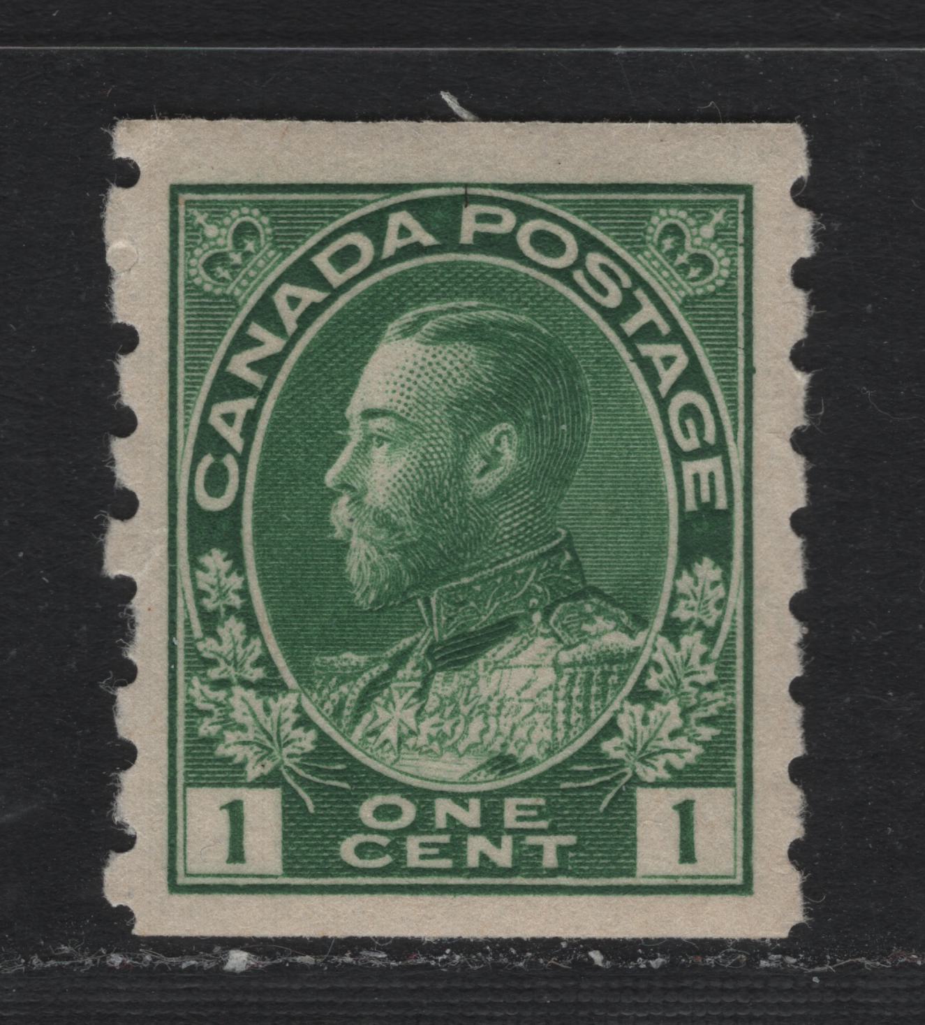 Lot 225 Canada #125 1c Green, 1912-1924 KGV Admiral Coil Issue, A VFOG Single, Perf 8 Vertical, ABN-E Paper, Retouched Frameline.