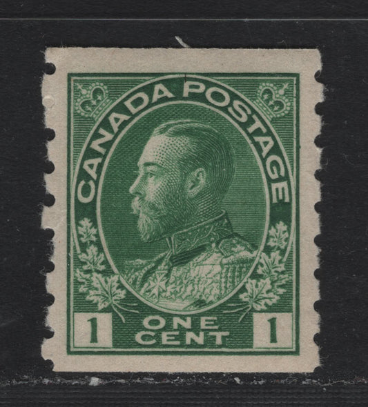 Lot 225 Canada #125 1c Green, 1912-1924 KGV Admiral Coil Issue, A VFOG Single, Perf 8 Vertical, ABN-E Paper, Retouched Frameline.
