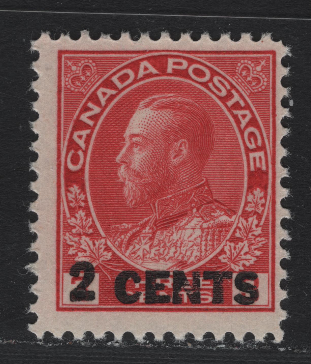 Lot 229 Canada #139 2c on 3c Carmine Red, 1926 KGV Admiral Provisional Issue, A FNH Single, ABN-RRR Paper, Retouched Frameline, Die 1.