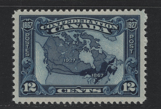 Lot 235 Canada (C) #145 12c Deep Bright Blue , 1927 60th Anniv of Confederation Issue, A SUPNH Single, ABN-M Paper, Nearly Perfectly Centered With Jumbo Margins