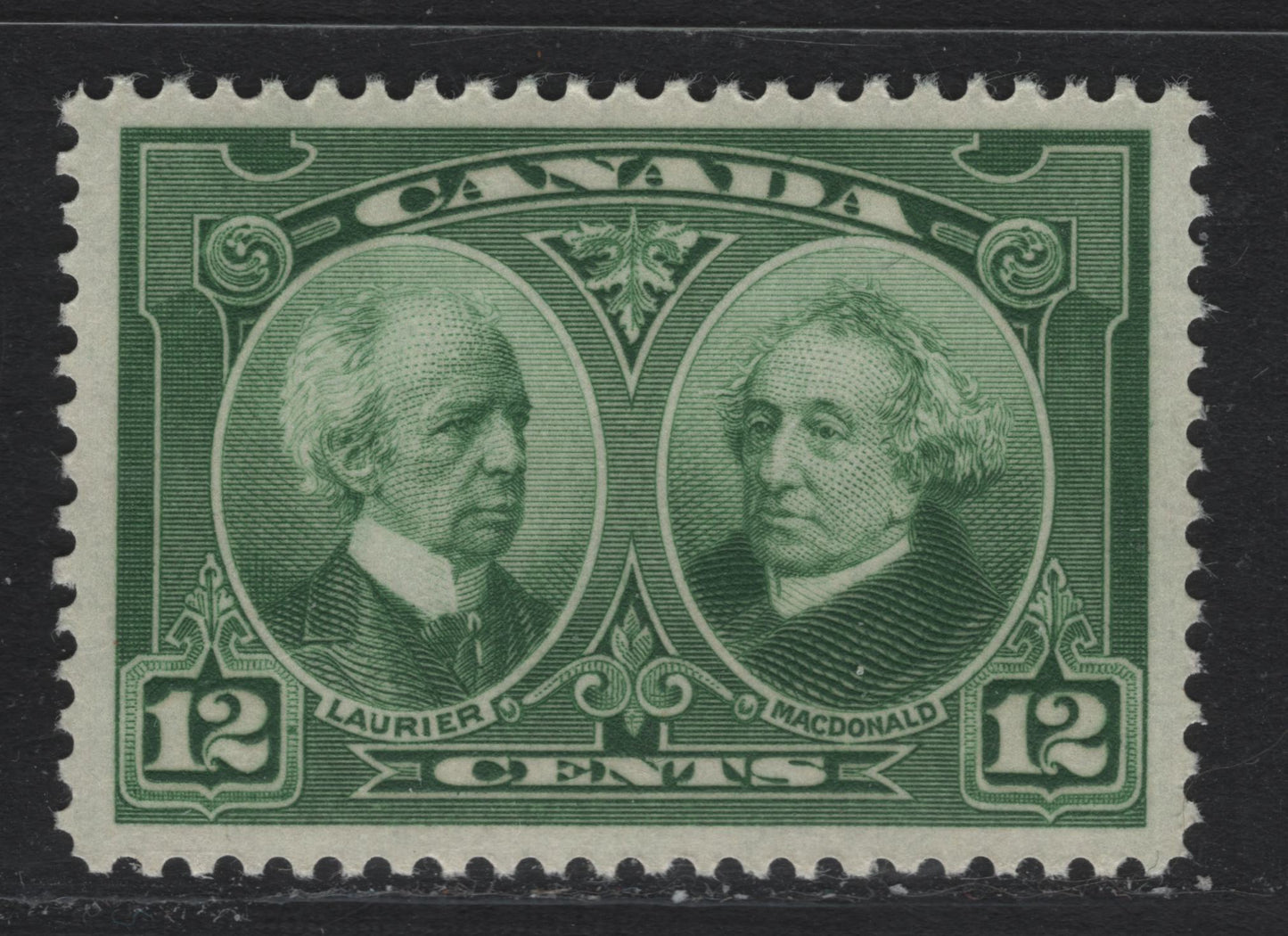 Lot 242 Canada #147 12c Dark Yellow Green , 1927 Historical Issue, A XFNH Single, ABN-M Paper, Nearly Perfectly Centered Amid Balanced, Opposing Margins