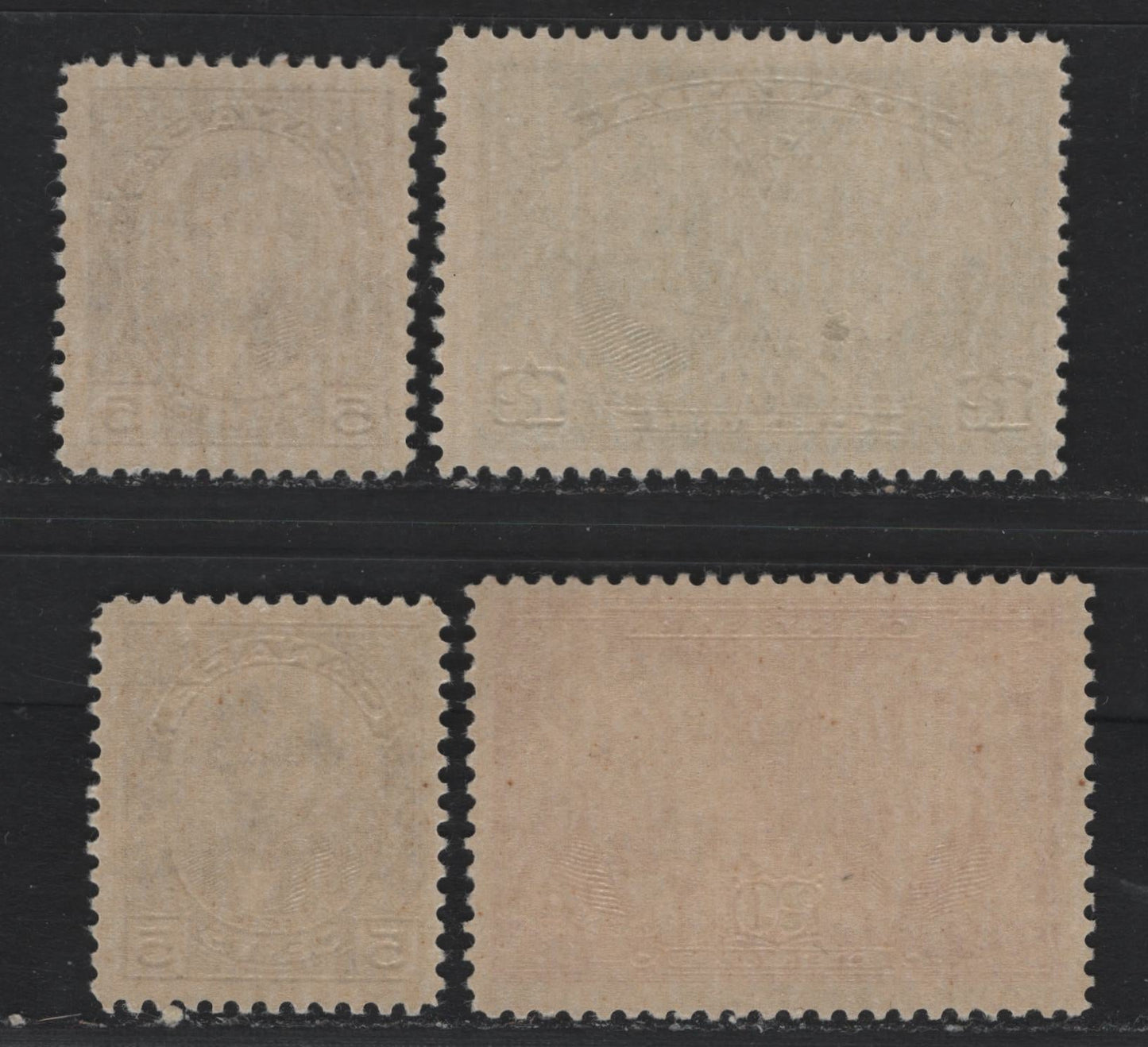 Lot 246 Canada #146-148 5c - 20c Deep Purple - Bright Carmine Red , 1927 Historical Issue, 4 FNH/OG Singles, ABN-F (5c), ABN-M(5c), ABN-GGGGGG(12c) & ABN-HHHHH(20c) Papers, All NH Except 20c