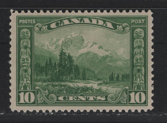 Lot 255 Canada #155 10c Green , 1928-1929 KGV Scroll Issue, A VFNH Single, ABN-M Paper