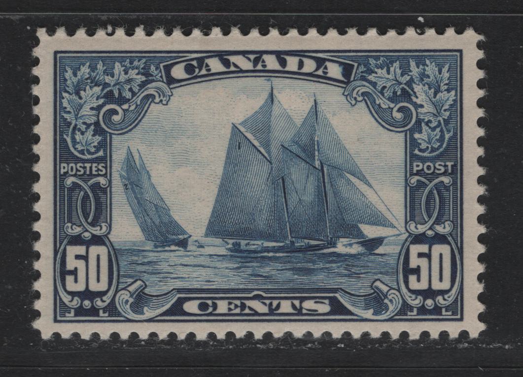 Lot 257 Canada (C) #158 50c Dark Blue , 1928-1929 KGV Scroll Issue, A VFOG Single, ABN-Q Paper, Well Centered Example With Jumbo Margins