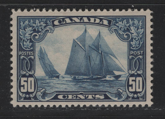 Lot 257 Canada (C) #158 50c Dark Blue , 1928-1929 KGV Scroll Issue, A VFOG Single, ABN-Q Paper, Well Centered Example With Jumbo Margins