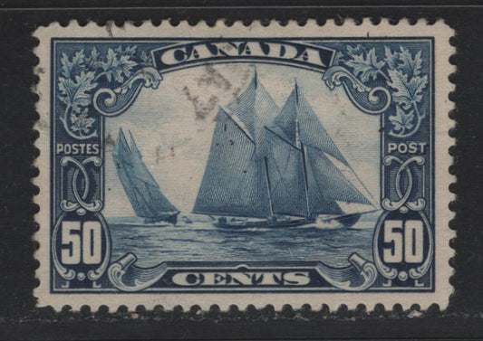 Lot 258 Canada #158 50c Dark Blue , 1928-1929 KGV Scroll Issue, A Very Fine Used Single, ABN-Q Paper