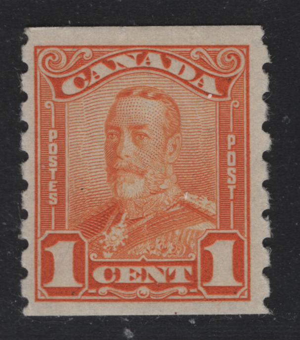 Lot 261 Canada #160 1c Orange , 1929 KGV Scroll Coil Issue, A VFOG Coil Single, ABN-ZZZ Paper