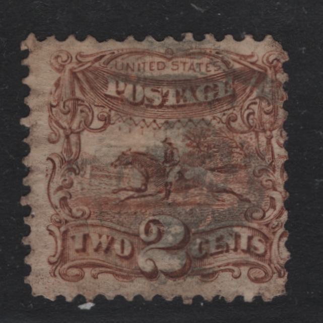 Lot 28 United States SC#113var 2c Light Brown , 1869 Presidents Issue, A Very Good Used Single, Perf 12, Full Grill Impression