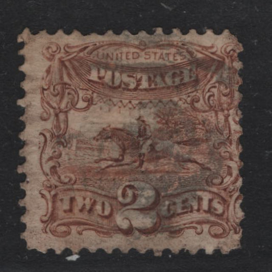 Lot 28 United States SC#113var 2c Light Brown , 1869 Presidents Issue, A Very Good Used Single, Perf 12, Full Grill Impression