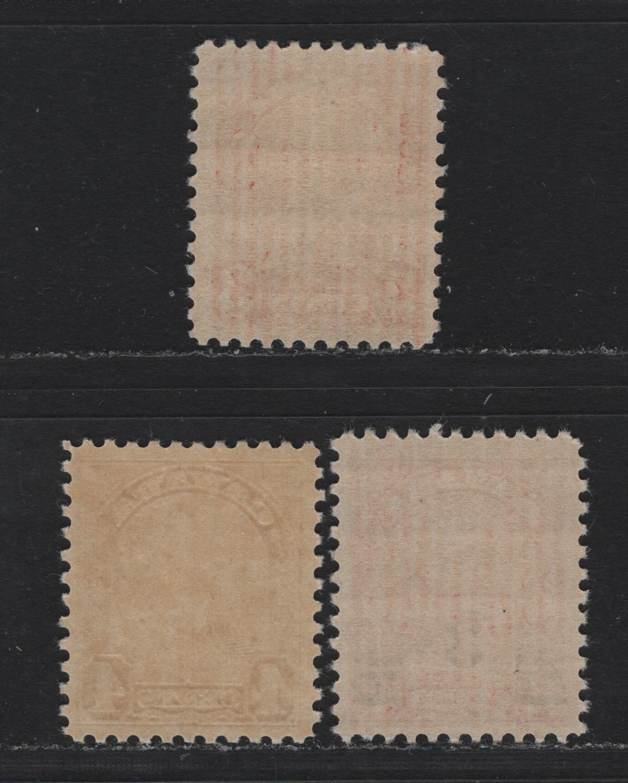 Lot 288 Canada #167-168, 191 3c - 4c Deep Scarlet - Yellow Bistre , 1930-1932 KGV Arch/Leaf - Provisional Issues, 3 VFNH Singles, 3c on 2c Is Die 2, Various Papers & Perfs
