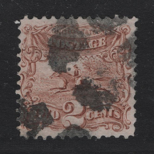 Lot 29 United States SC#113var 2c Pale Brown , 1869 Presidents Issue, A Fine Used Single, Double Grill Showing Two Very Closely Aligned Grill Impressions, Measuring 11x9mm, So Correct Height, But 1.5mm Wider.