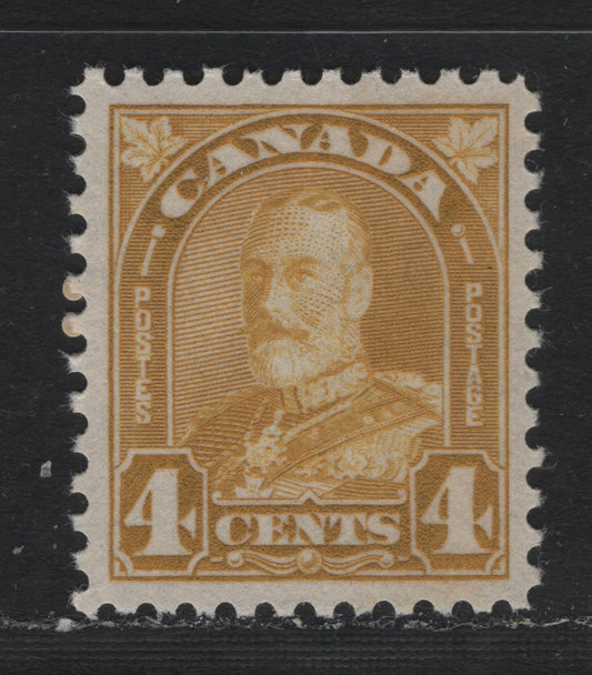 Lot 294 Canada #168 4c Bistre Yellow , 1930-1931 KGV Arch/Leaf Issue, A VFNH Single, BABN-D Paper, Perf 10.8
