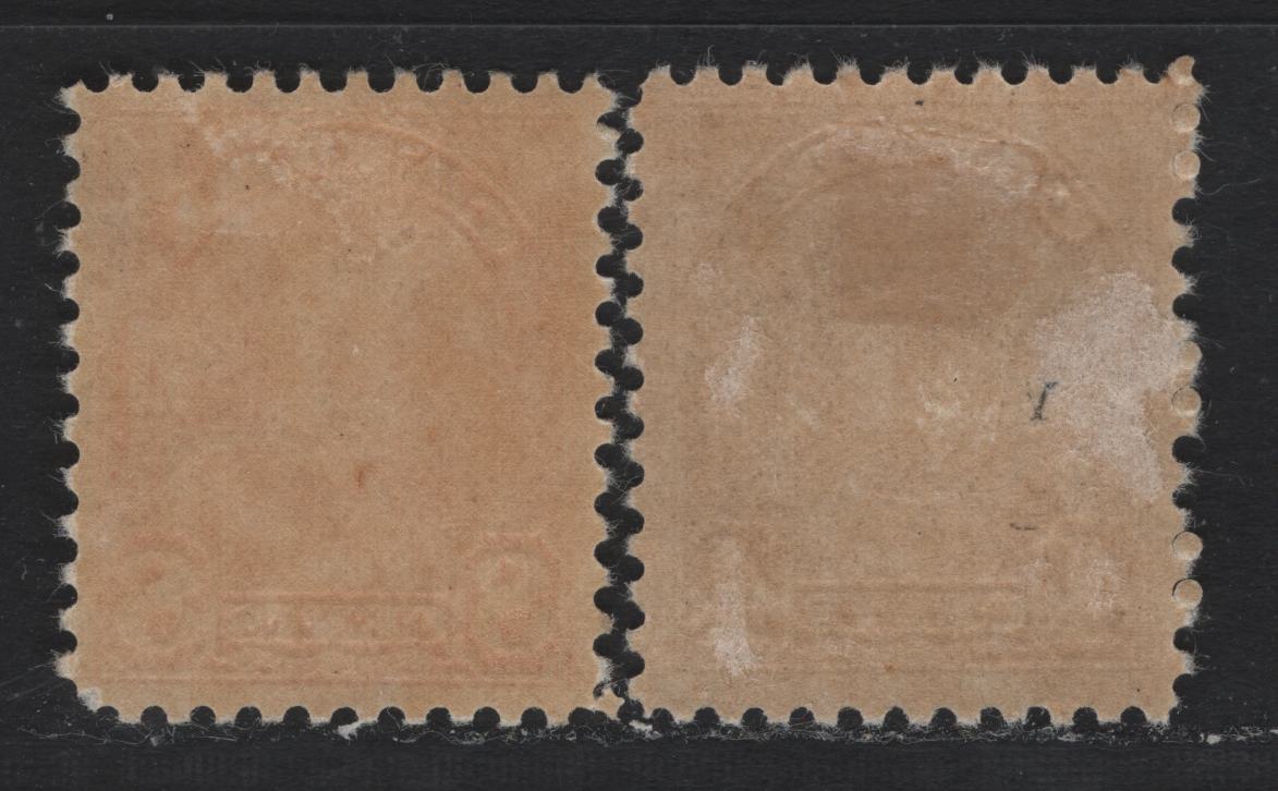Lot 295 Canada #168, 172 4c Bistre Yellow & Orange , 1930-1931 KGV Arch/Leaf Issue, 2 VFOG LL Singles, Unchecked As To Specific Paper & Perfs