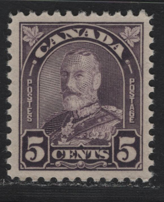 Lot 298 Canada #169a 5c Dull Violet , 1930-1931 KGV Arch/Leaf Issue, A VFNH Single, Jumbo Margined & Mathematically Centered Example