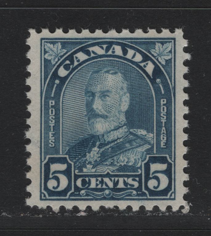 Lot 302 Canada #170i 5c Bright Milky Blue , 1930-1931 KGV Arch/Leaf Issue, A VFNH Single, BABN-III Paper, Perf 10.9x10.8, One Small Natural Gum Skip Spot In left Margin That Is Not A Disturbance.