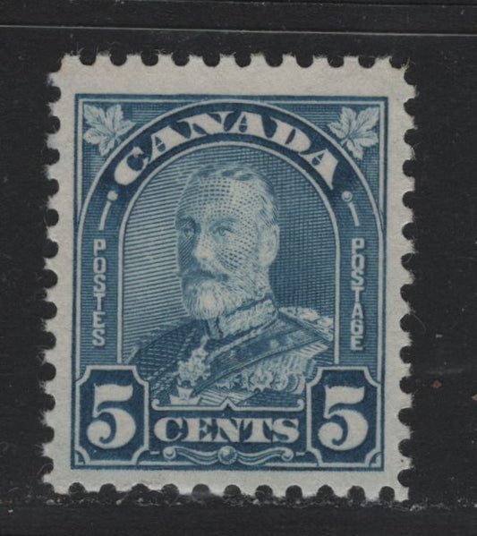 Lot 303 Canada (C) #170i 5c Milky Blue , 1930-1931 KGV Arch/Leaf Issue, A VFNH Single, BABN-HHH Paper, Perf 10.7x10.8