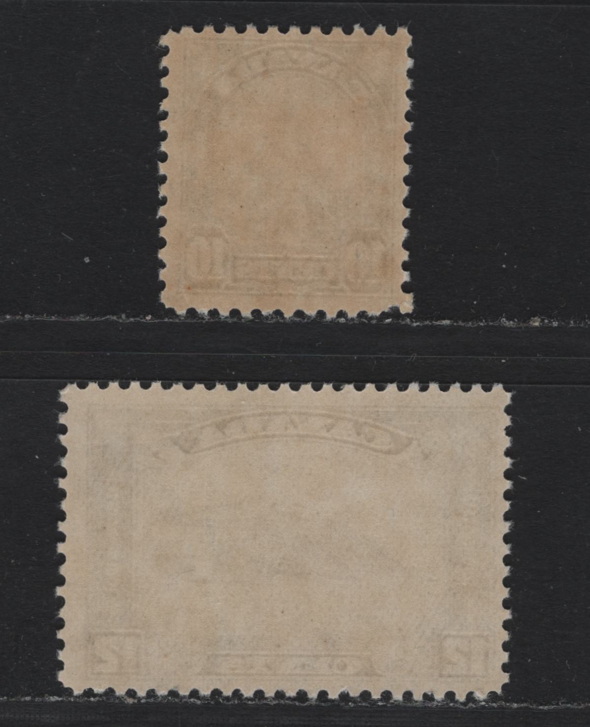 Lot 308A Canada #173-174 10c - 12c Olive Green - Gray Black , 1930-1931 KGV Arch/Leaf Issue, 2 FNH Singles, BABN-D & BABN-V Papers