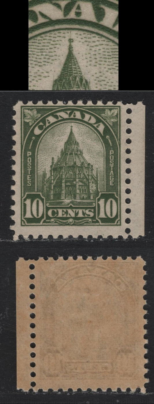 Lot 309A Canada #173ii 10c Light Bronze Green , 1930-1931 KGV Arch/Leaf Issue, A FOG Single, Broken Spire Variety, BABN-X Paper, Perf 10.8.