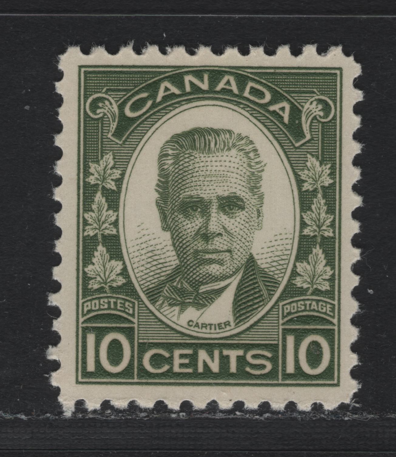 Lot 310A Canada #190 10c Olive Green , 1931 George-Etienne Cartier Issue, A VFNH Single, BABN-R Paper, Perf 10.8