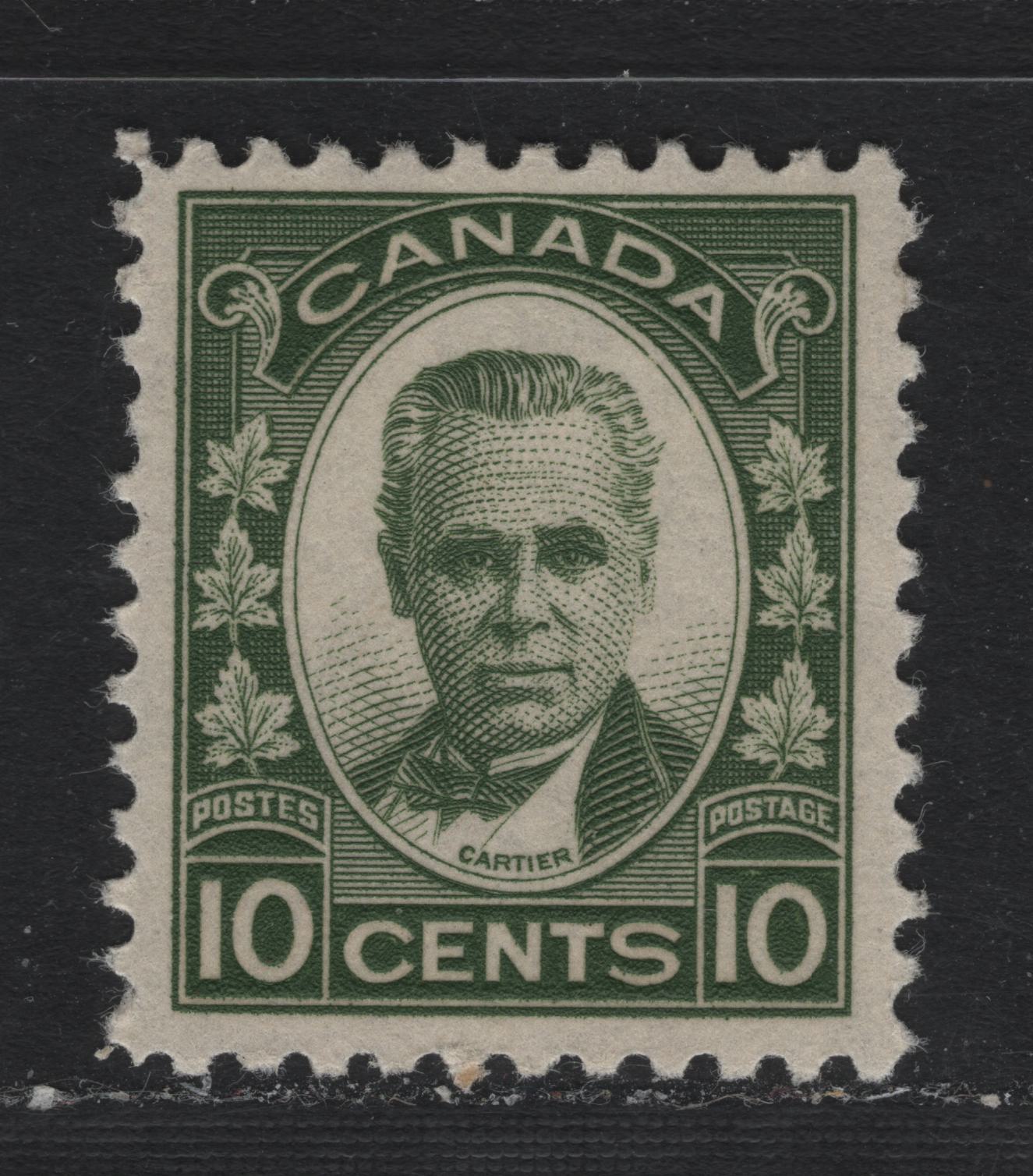Lot 312 Canada #190 10c Bronze Green , 1931 George-Etienne Cartier Issue, A VFOG Single, BABN-HHH Paper, Perf 10.8