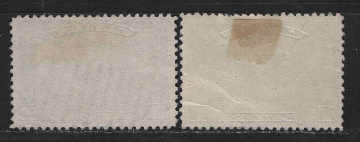 Lot 322 Canada #176-177 50c - $1 Dull Blue - Bronze Green , 1930-1931 KGV Arch/Leaf Issue, 2 Very Good/Fine Used Singles, Unchecked As To Specific Paper Types & Perfs, Some Wrinkles On The $1