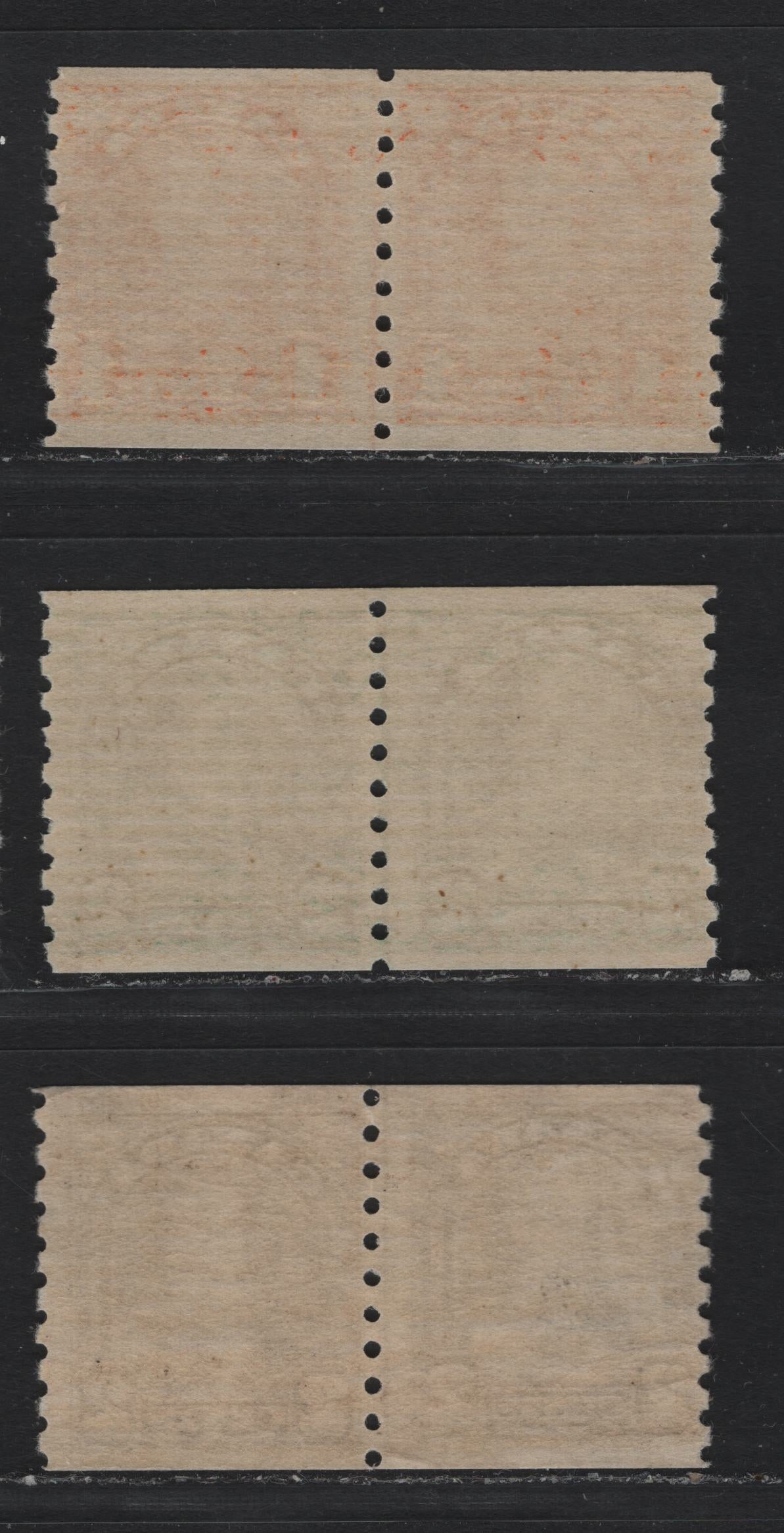 Lot 326 Canada (C) #178i, 180i, 182i 1c -2c Orange - Dark Brown , 1930-1931 KGV Arch/Leaf Coil Issue, 3 FNH Line & Jump Line Pairs, Unchecked As To Specific Paper Type