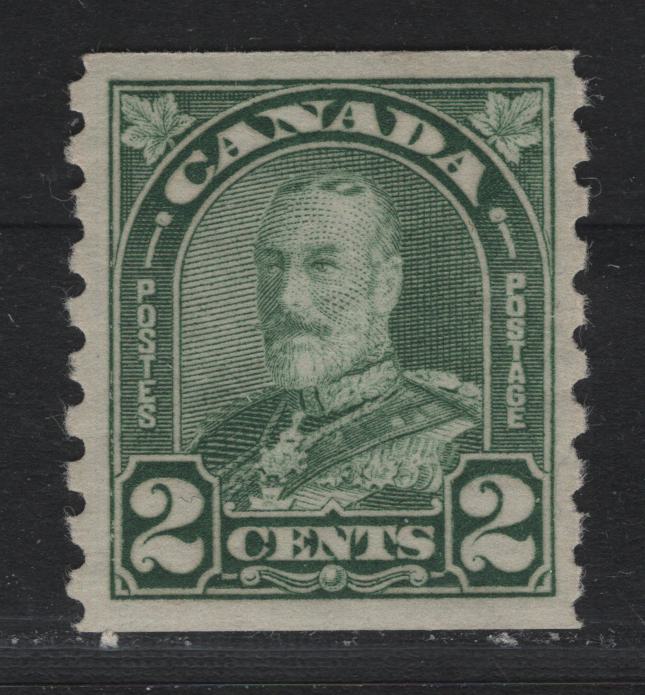Lot 330 Canada #180 2c Dull Yellowish Green , 1930-1931 KGV Arch/Leaf Coil Issue, A VFNH Coil Single, BABN-A Paper
