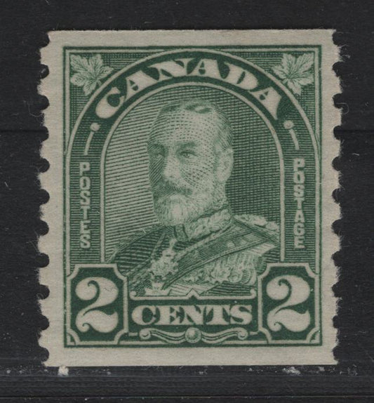 Lot 330 Canada #180 2c Dull Yellowish Green , 1930-1931 KGV Arch/Leaf Coil Issue, A VFNH Coil Single, BABN-A Paper