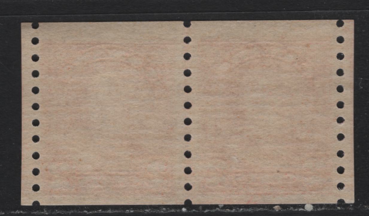 Lot 334 Canada #181i 2c Scarlet Red , 1930-1931 KGV Arch/Leaf Coil Issue, A FNH Coil Pair, BABN-LLL Paper, Showing A Jump Between The Stamps