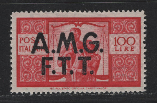 Lot 7 Italy - Trieste Scott#14 100l Carmine , 1947 Allied Military Gov't Issue, A VFOG Single