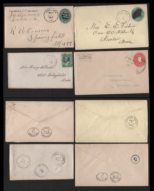 Lot 72 United States SC#I163, U311, U362, 213 2c Green , 1887 Plimpton & Bureau Issues, 4 Very Fine Used Covers, 2c Green Contains Another Full Letter From The Allen Correspondence