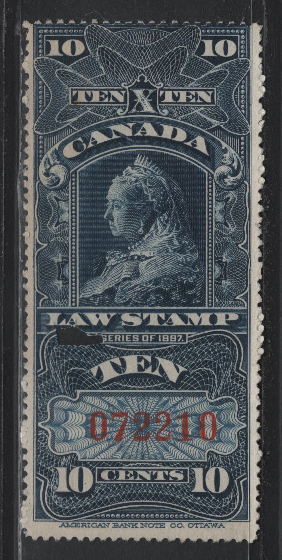 Lot 103 Canada Van Dam#FSC7 10c Blue, 1897 Queen Victoria Law Issue, A Fine Used Single, Wet Printing
