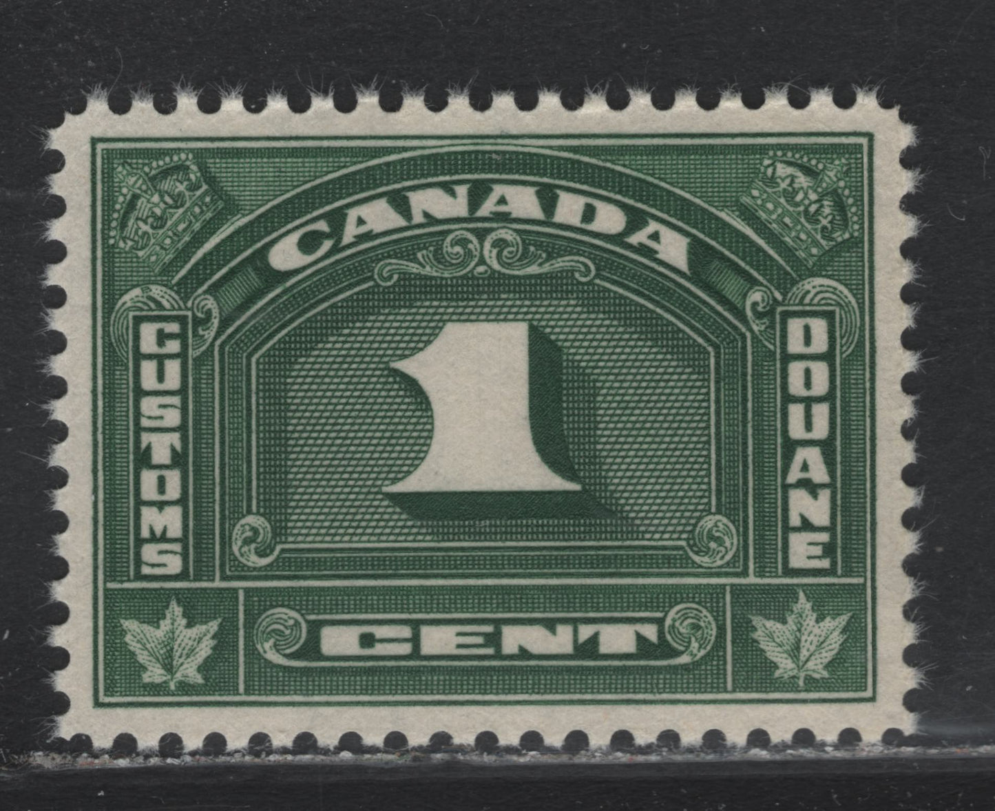 Lot 108 Canada Van Dam#FCD6 1c Deep Green, 1935 Bilingual Customs Duty Issue, A GEMNH Single, Deep Cream Gum, Perfectly Centered NH Mint Example