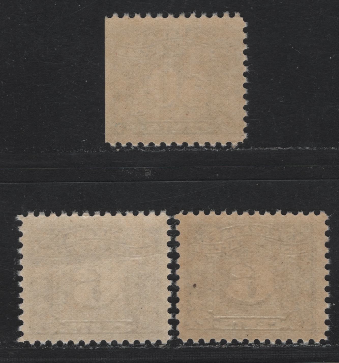 Lot 127 Canada Van Dam#FX67-68, FX80 6c - 50c Blue, 1925-1928 Two Leaf Excise Tax Issue, 3 FNH Singles, All With Cream Gum