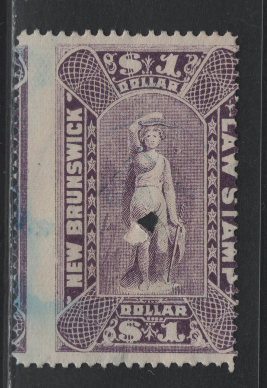 Lot 13 Canada - New Brunswick Van Dam#NBL11 $1 Violet, 1890-1900 Law Issue, A Very Good Used Single, Province of New Brunswick
