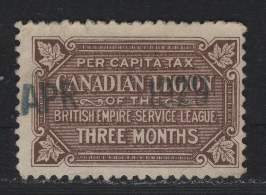 Lot 138 Canada Lafreniere, 1968-1982 Private Courier Labels, A Very Good Used Single, For The Canadian Legion Of The British Empire Service League, Used By Members From 1926-1930
