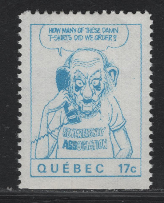 Lot 142 Canada (C) Lafreniere 1980 Sovereignty Association Caricature Label, A VFOG Single, This Was An Anti-Quebec Propaganda Stamp From the 1980 Referendum
