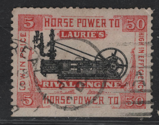 Lot 147 Canada (C) 1903 Laurie's Rival Engine Advertising Label, A Fine Used Single, 1903 Montreal Duplex Cancel