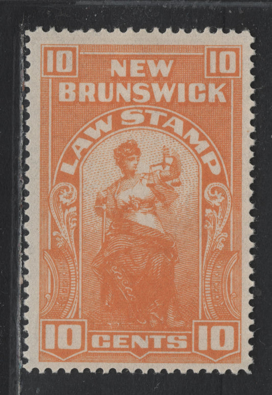 Lot 15 Canada - New Brunswick Van Dam#NBL13 10c Yellowish Orange, 1940 Lithographed Law Issue, A VFOG Single, Province of New Brunswick