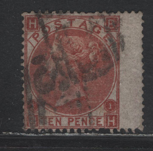 Lot 159 Great Britain (C) SG#112 10d Red Brown, 1867-1880 Queen Victoria Surface Printed Issue, A Very Good Used Single, Large White Corner Letters, Spray of Rose Wmk, Typucal Cancel & One Short Perf At Bottom, Right Wing Margin Example.