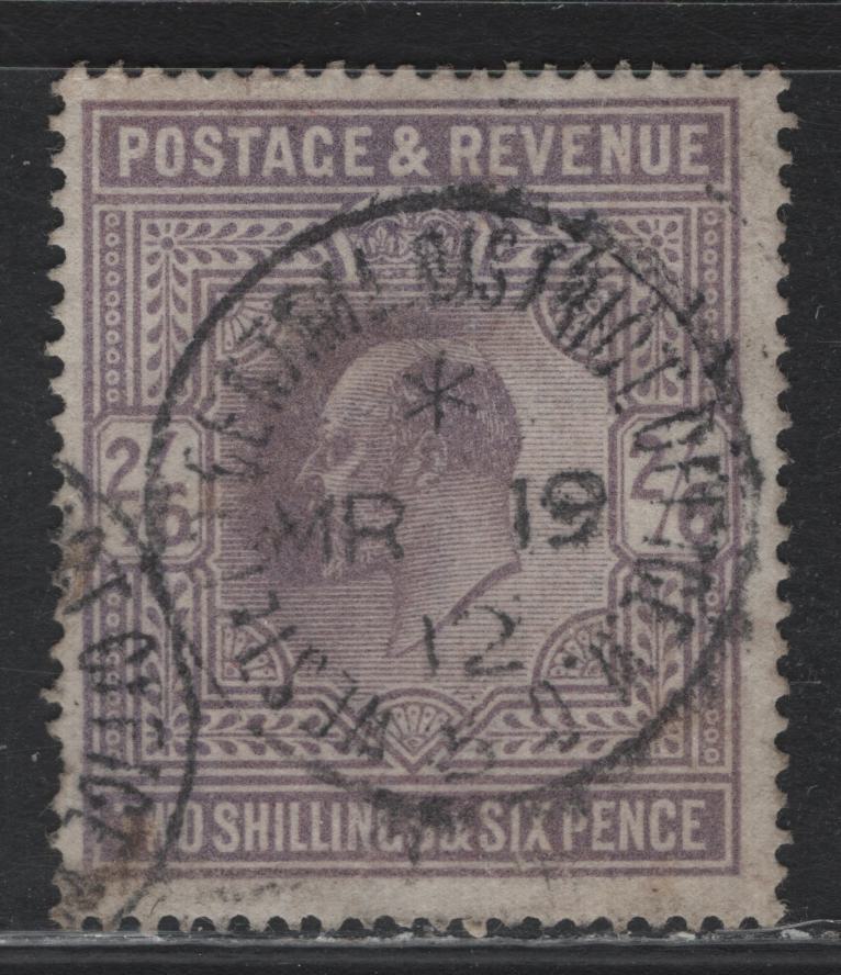 Lot 164 Great Britain (C) SG#315 2/6d Dull Grayish Purple, 1911-1913 King Edward VII Provisional Issue, A Fine Used Single, Somerset House Printing, Clear March 19 19112 West & Central District Office CDS
