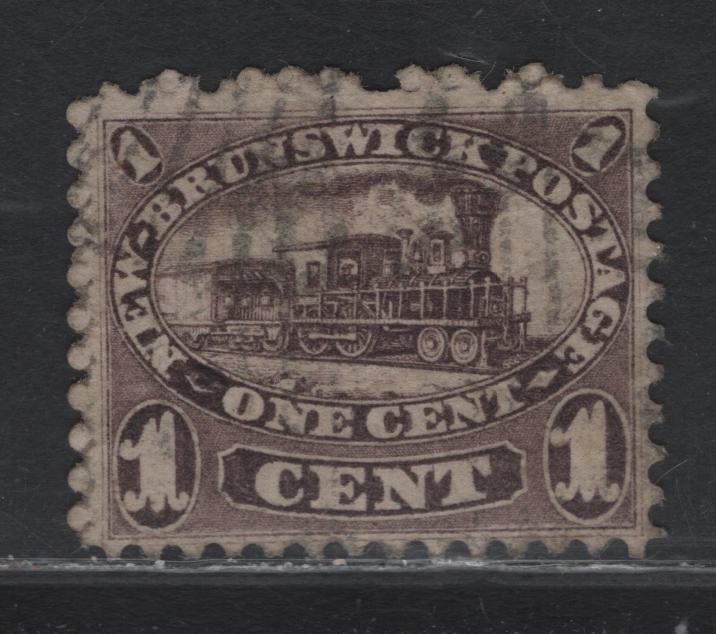Lot 171 New Brunswick (C) #6avar 1c Brown Violet, 1860 Cents Issue, A Fine Used Single, Unlisted Plate Flaws In Which A Blob of Ink Takes A Big Bite Out of The Left Diamond, Perf 11.75, Cents-E Paper.