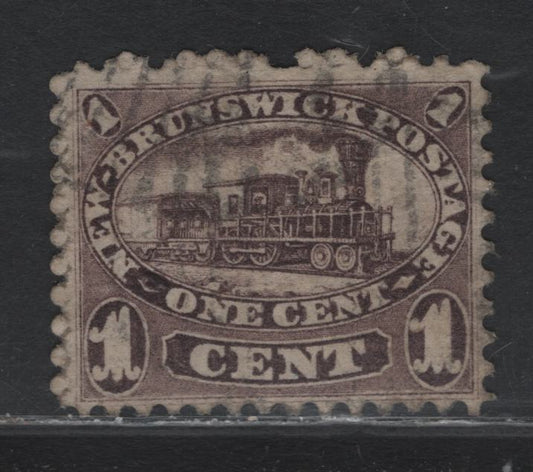 Lot 171 New Brunswick (C) #6avar 1c Brown Violet, 1860 Cents Issue, A Fine Used Single, Unlisted Plate Flaws In Which A Blob of Ink Takes A Big Bite Out of The Left Diamond, Perf 11.75, Cents-E Paper.