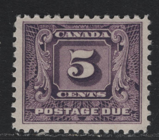 Lot 192 Canada #J9i 5c Light Reddish Violet, 1930-1932 2nd Postage Dues, A VFNH Single, BABN-D Paper, Perf 10.9x10.8