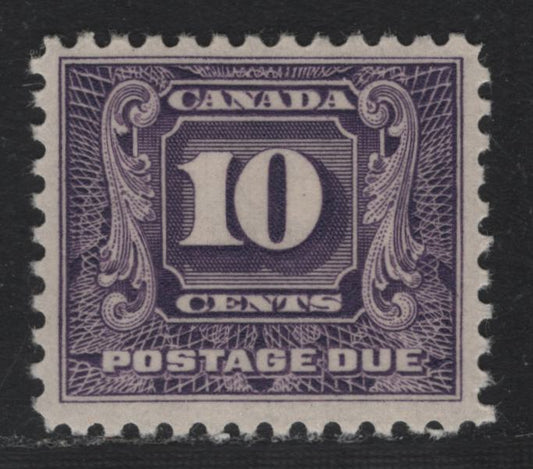 Lot 193 Canada #J10 10c Bluish Violet, 1930-1932 2nd Postage Dues, A VFOG Single, BABN-B Paper, Perf 10.9x10.8