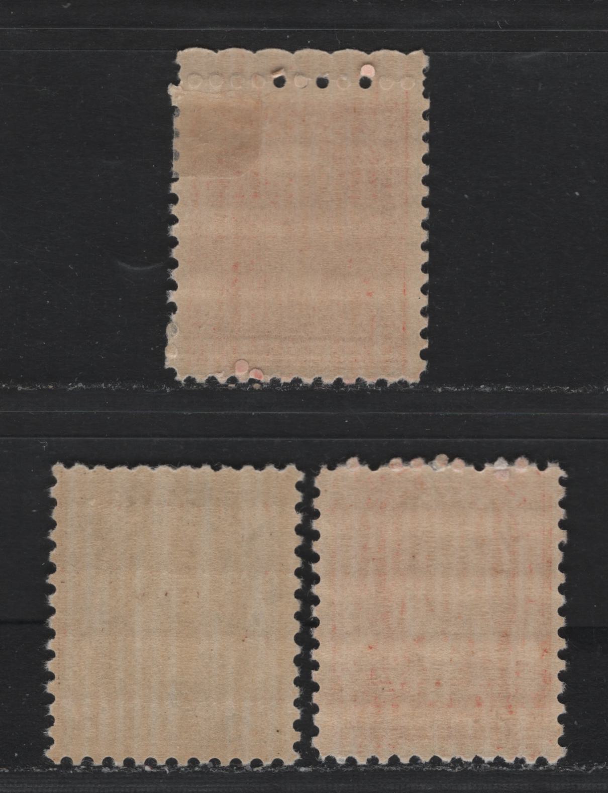 Lot 195 Canada #196-197,c 2c - 3c Dark Brown - Golden Scarlet, 1932 KGV Medallion Issue, 3 VFOG/NH Singles, BABN-RR (2c) & BABN-UU (3c) Papers, Perfs 10.9 & 11.1x10.9