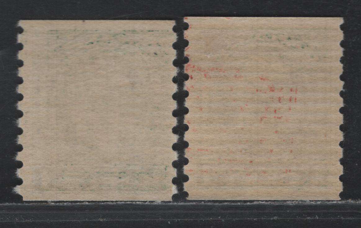 Lot 220 Canada #205 1c Myrtle Green, 1933 KGV Medallion Coil Issue, 2 F/VFOG Coil Singles, BABN-Y & BABN-AA Papers
