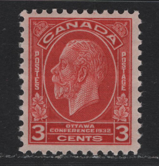 Lot 228 Canada (C) #192var 3c Scarlet, 1932 Imperial Economic Conference Issue, A VFNH Single, BABN-M Paper, Showing Horizontal & Vertical Gum Breaker Ridges