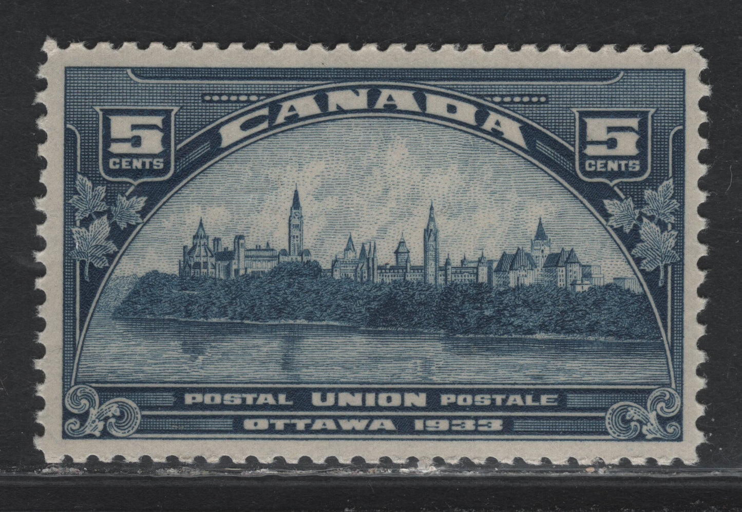 Lot 231 Canada (C) #202 5c Deep Blue, 1933 UPU Meeting Issue, A VFNH Single, BABN-D Paper, Perf 10.9x10.8
